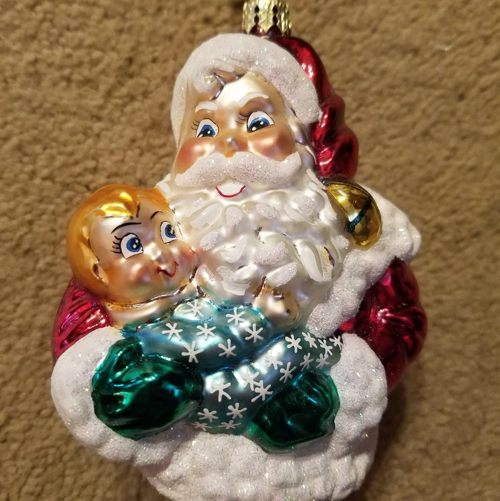 Christopher Radko Santa Claus with Christmas Baby Ornament